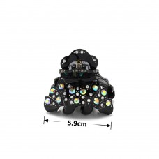 Заколка-краб для волос из французского пластика со стразами (8471) вариант 01