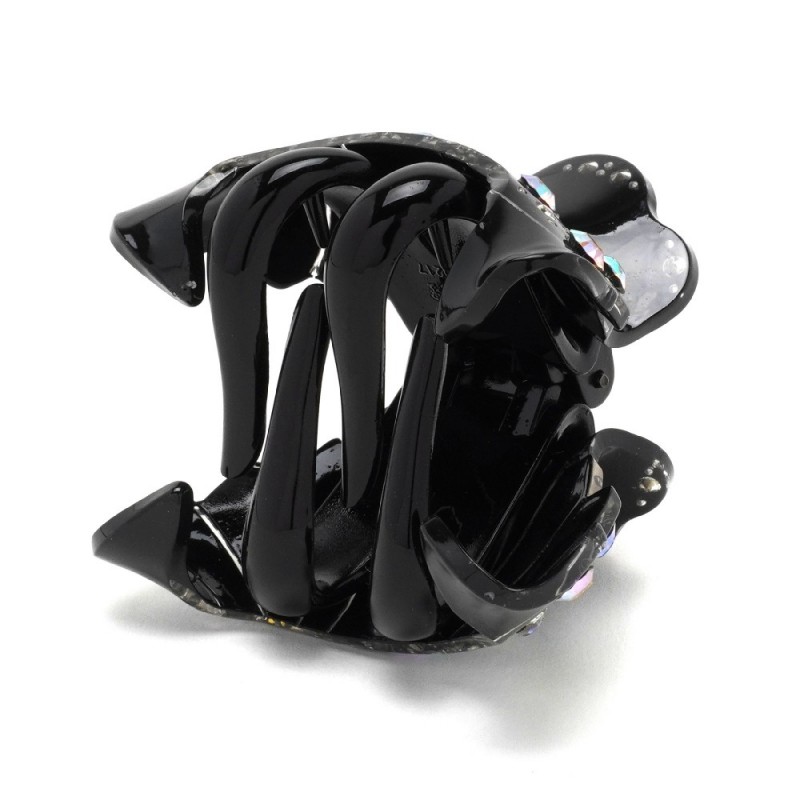 Заколка-краб для волос из французского пластика со стразами (8471) вариант 01