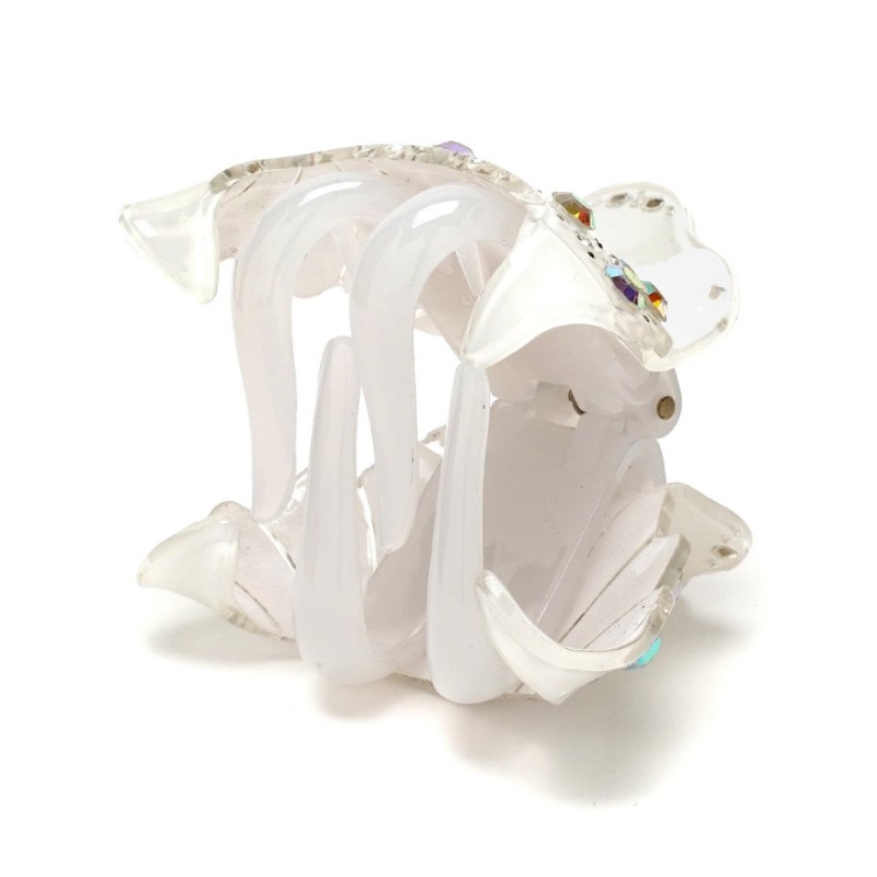 Заколка-краб для волос из французского пластика со стразами (8471) вариант 02