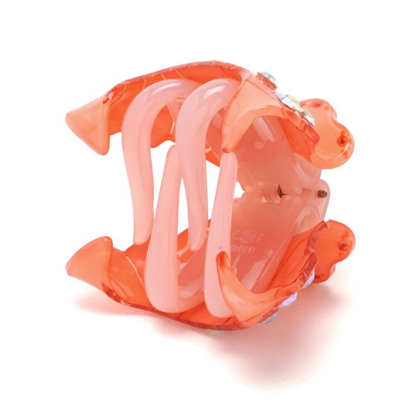 Заколка-краб для волос из французского пластика со стразами (8471) вариант 03