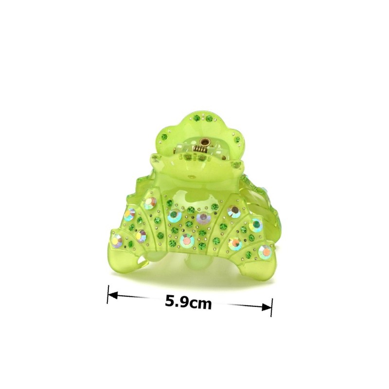 Заколка-краб для волос из французского пластика со стразами (8471) вариант 04