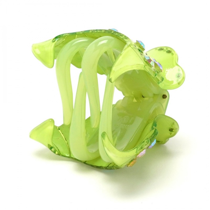 Заколка-краб для волос из французского пластика со стразами (8471) вариант 04