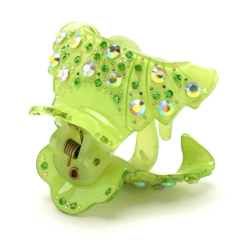 Заколка-краб для волос из французского пластика со стразами (8471) вариант 04