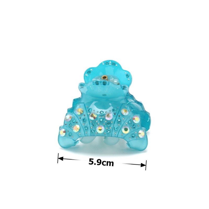 Заколка-краб для волос из французского пластика со стразами (8471) вариант 05