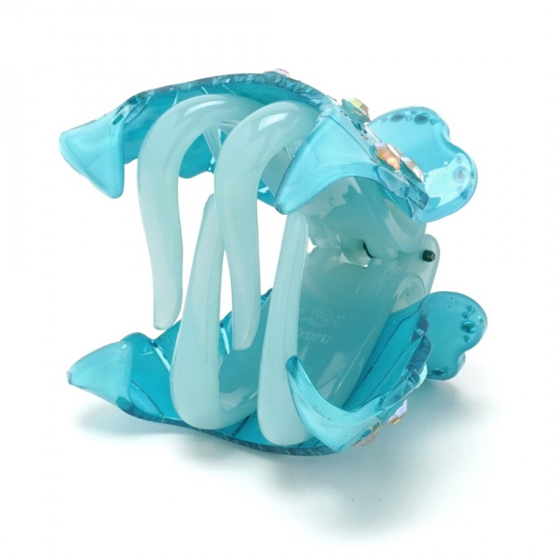 Заколка-краб для волос из французского пластика со стразами (8471) вариант 05