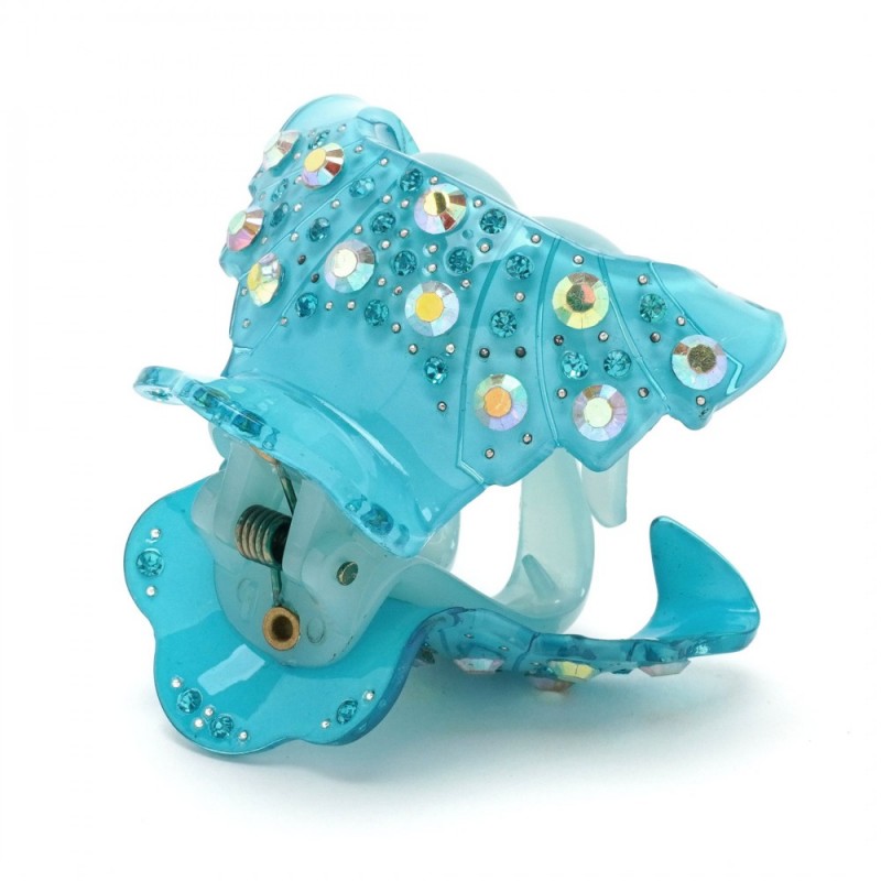 Заколка-краб для волос из французского пластика со стразами (8471) вариант 05