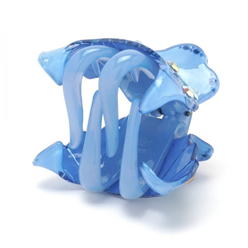 Заколка-краб для волос из французского пластика со стразами (8471) вариант 06