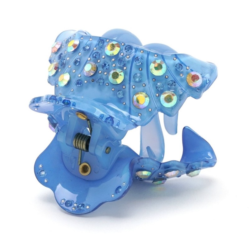 Заколка-краб для волос из французского пластика со стразами (8471) вариант 06