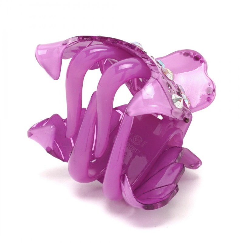 Заколка-краб для волос из французского пластика со стразами (8471) вариант 07