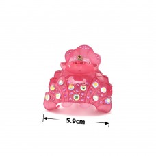 Заколка-краб для волос из французского пластика со стразами (8471) вариант 08