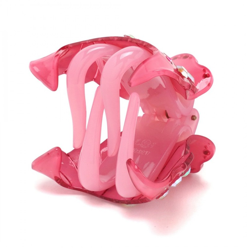 Заколка-краб для волос из французского пластика со стразами (8471) вариант 08