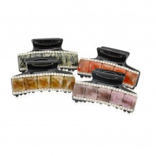 Заколка-краб для волос пластиковая со стразами (9057) вариант упаковка 12шт