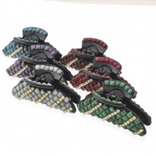 Заколка-краб для волос пластиковая со стразами (9063) вариант упаковка 6шт