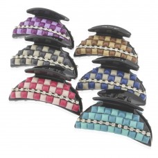 Заколка-краб для волос пластиковая со стразами (9383) вариант упаковка 6шт