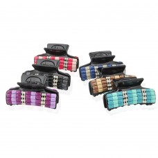 Заколка-краб для волос пластиковая со стразами (9384) вариант упаковка 6шт