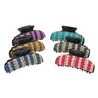 Заколка-краб для волос пластиковая со стразами (9385) вариант упаковка 6шт