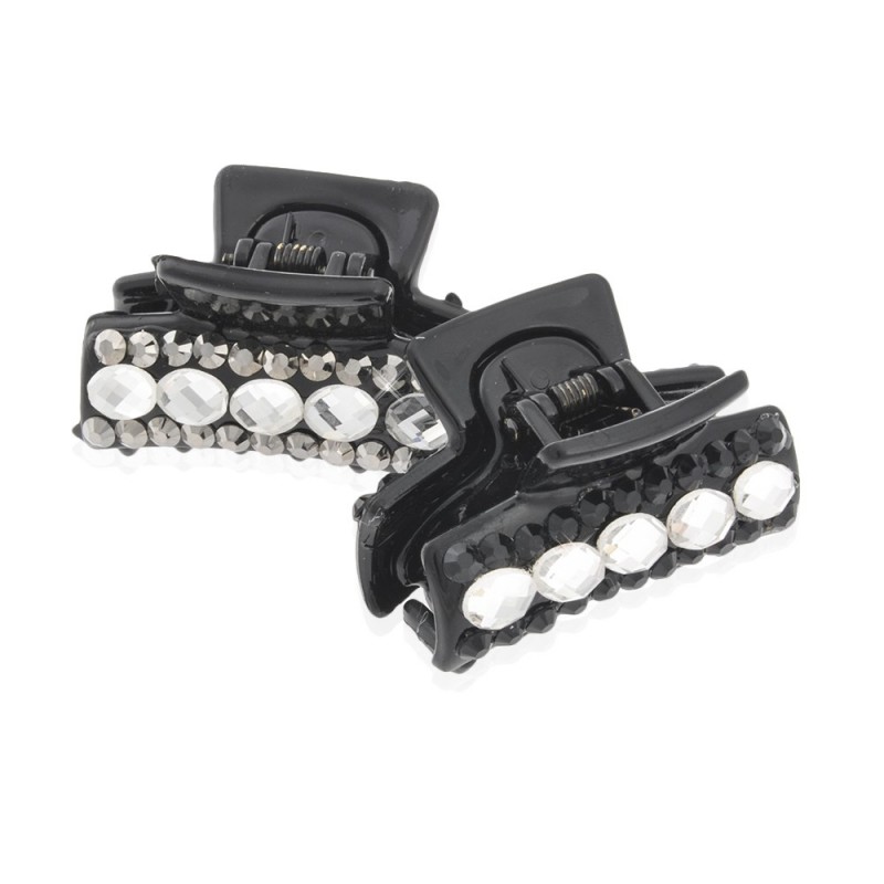 Заколка-краб для волос пластиковая со стразами (9391) вариант упаковка 6шт