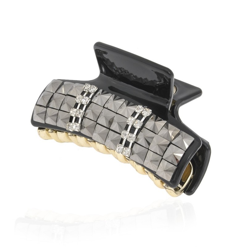 Заколка-краб для волос пластиковая со стразами (10019) вариант 02