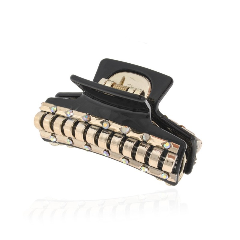 Заколка-краб для волос пластиковая со стразами (10022) вариант 03