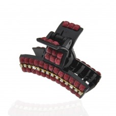 Заколка-краб для волос пластиковая со стразами (10023) вариант 01