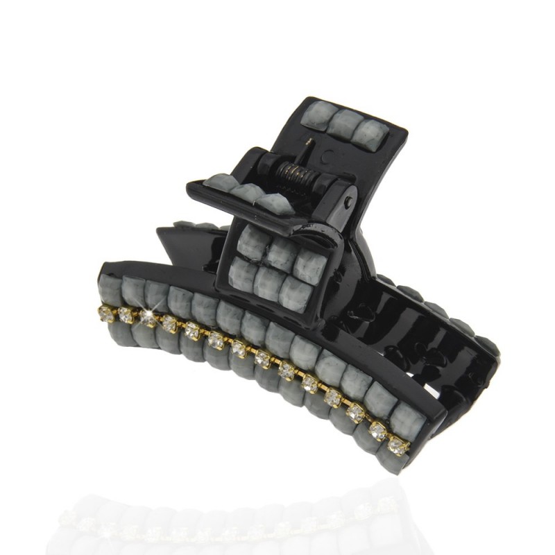 Заколка-краб для волос пластиковая со стразами (10023) вариант 05