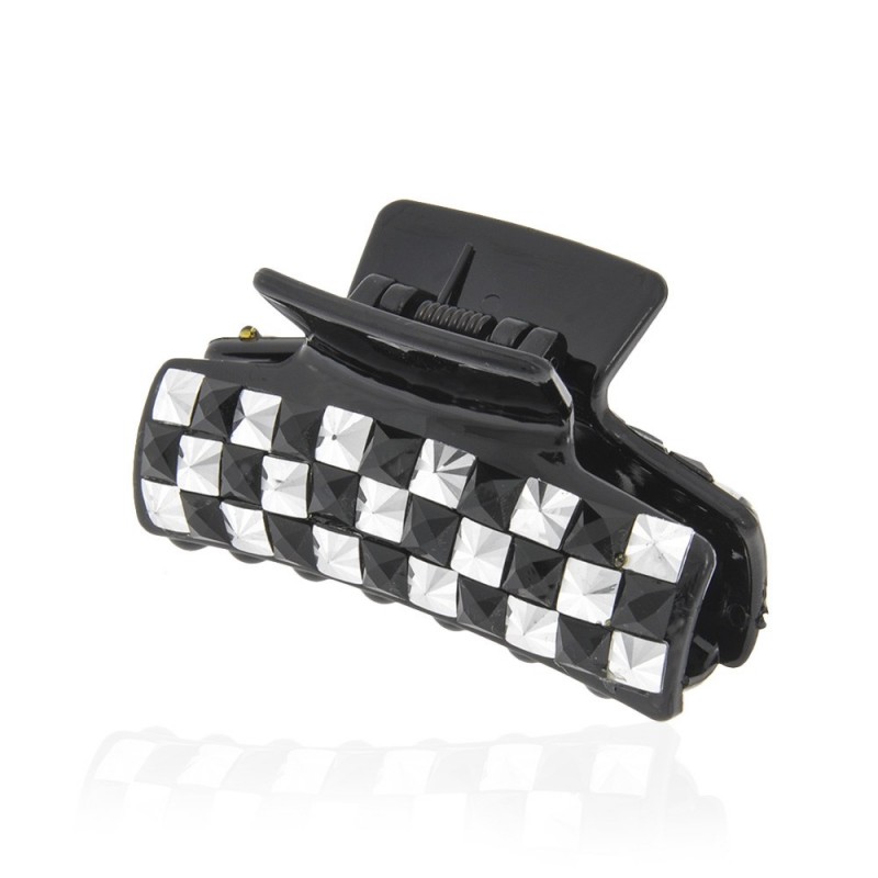 Заколка-краб для волос пластиковая со стразами (10078) вариант 01