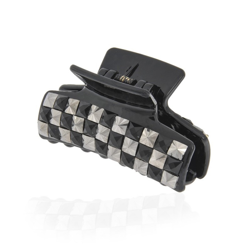 Заколка-краб для волос пластиковая со стразами (10078) вариант 02