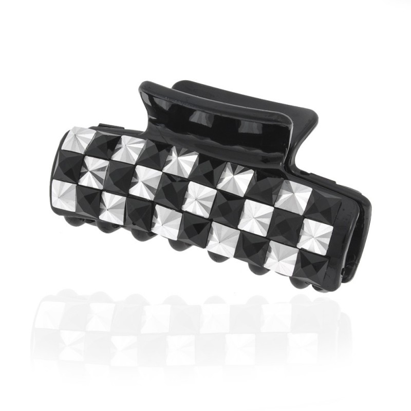 Заколка-краб для волос пластиковая со стразами (10079) вариант 01