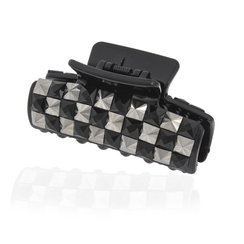 Заколка-краб для волос пластиковая со стразами (10079) вариант 02