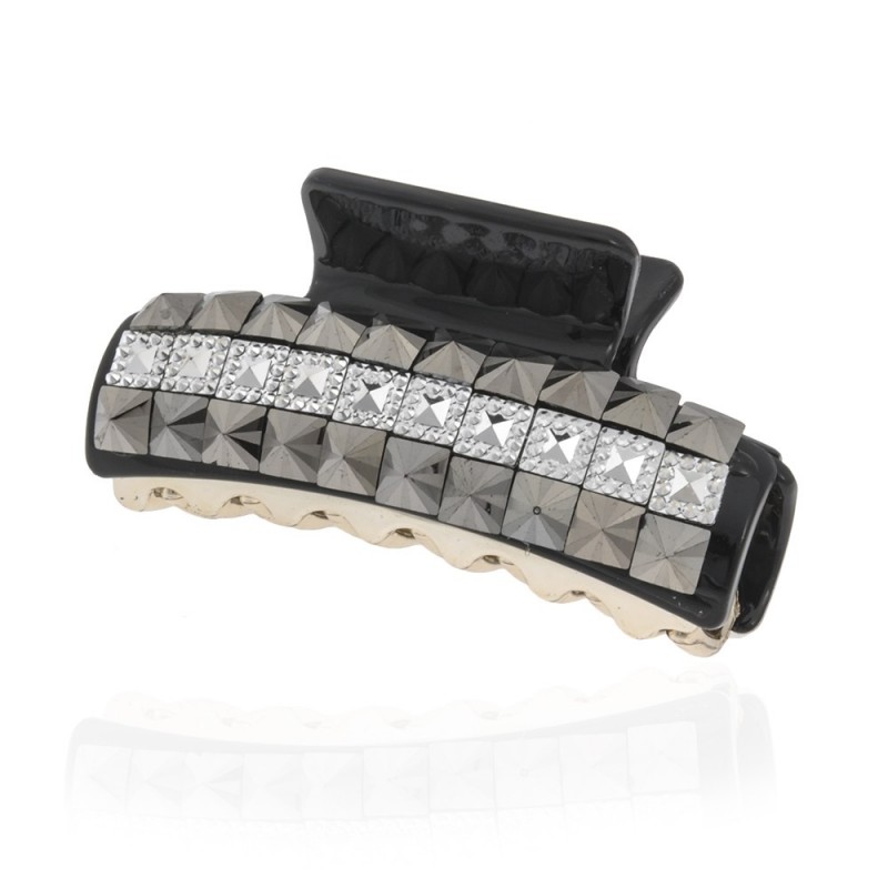 Заколка-краб для волос пластиковая со стразами (10082) вариант 02