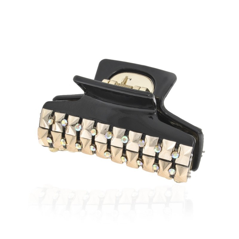 Заколка-краб для волос пластиковая со стразами (10085) вариант 01