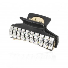 Заколка-краб для волос пластиковая со стразами (10085) вариант 02