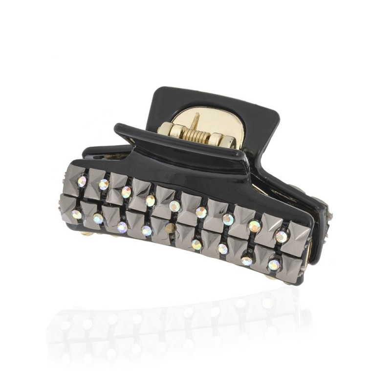 Заколка-краб для волос пластиковая со стразами (10085) вариант 03