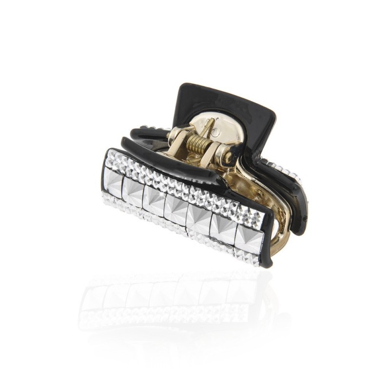 Заколка-краб для волос пластиковая со стразами (10087) вариант 01