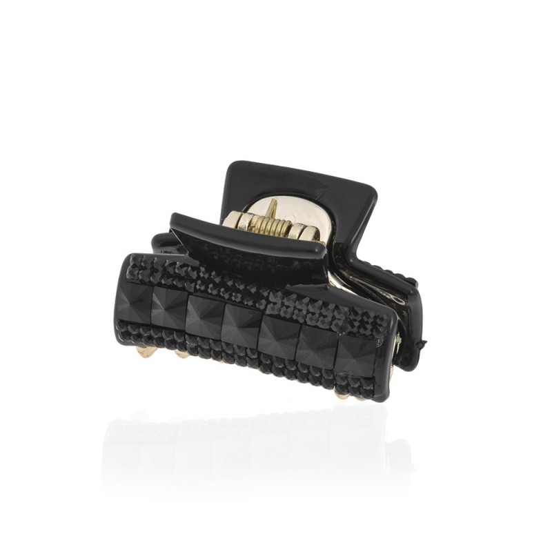 Заколка-краб для волос пластиковая со стразами (10087) вариант 03