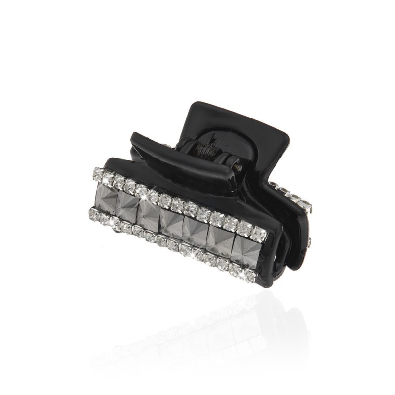 Заколка-краб для волос пластиковая со стразами (10144) вариант 02