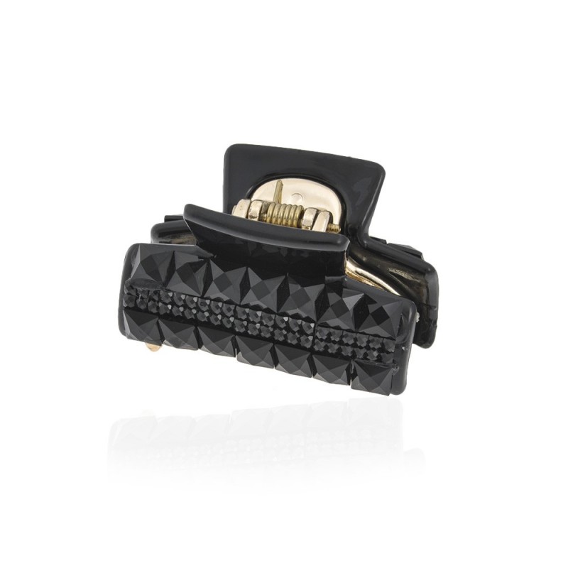 Заколка-краб для волос пластиковая со стразами (10559) вариант 01