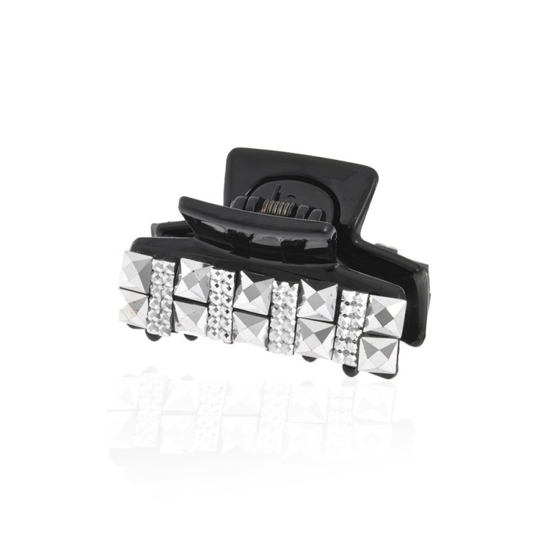 Заколка-краб для волос пластиковая со стразами (10560) вариант 01