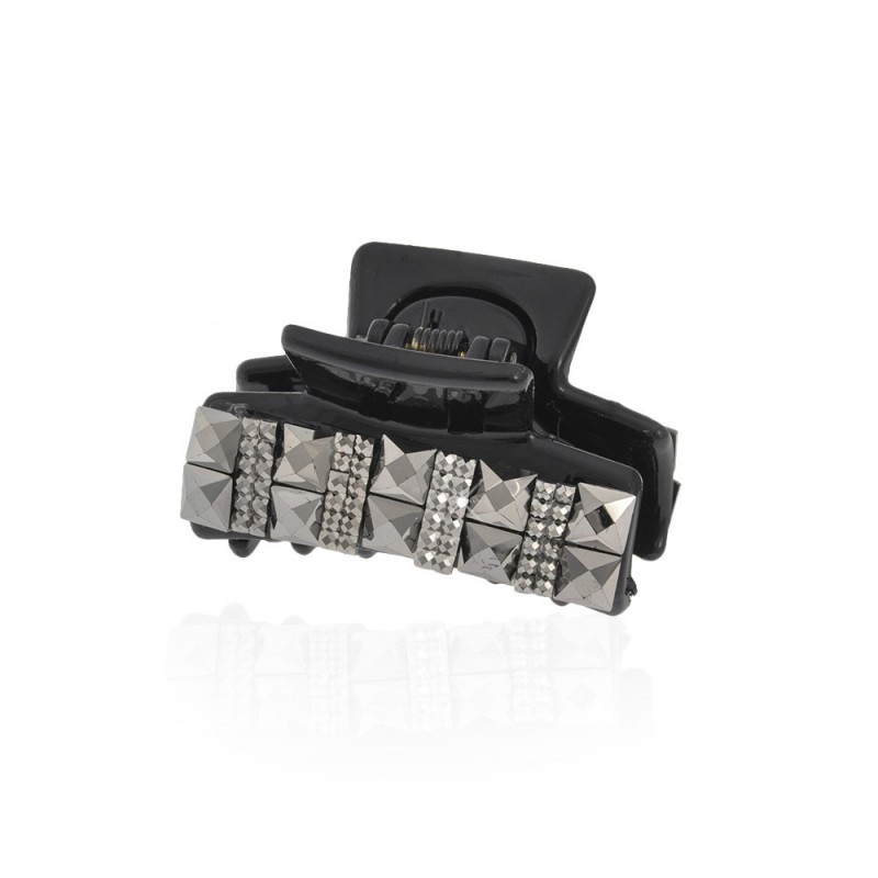 Заколка-краб для волос пластиковая со стразами (10560) вариант 02