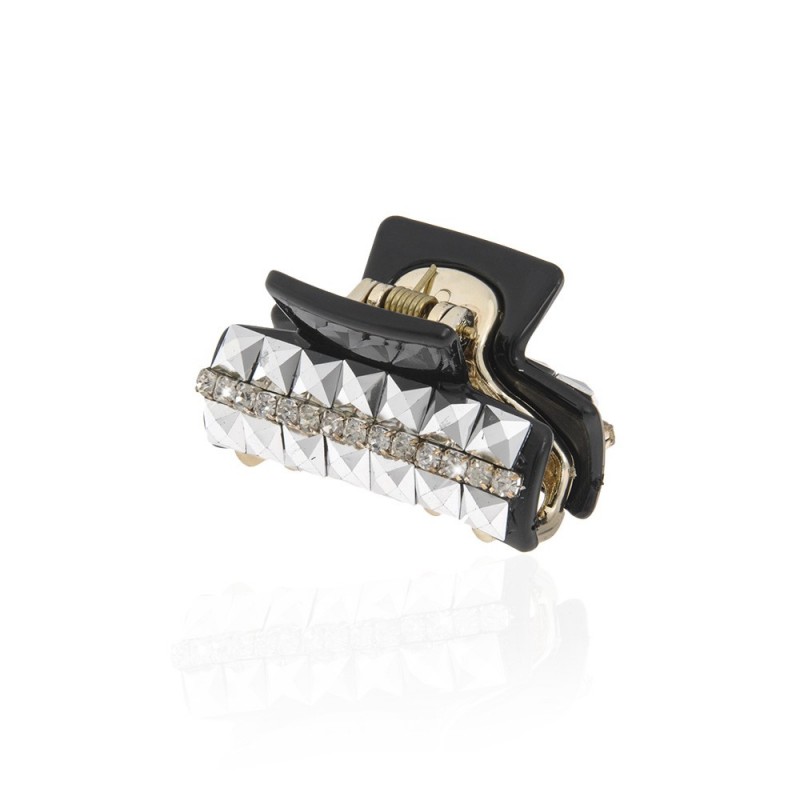 Заколка-краб для волос пластиковая со стразами (10561) вариант 02