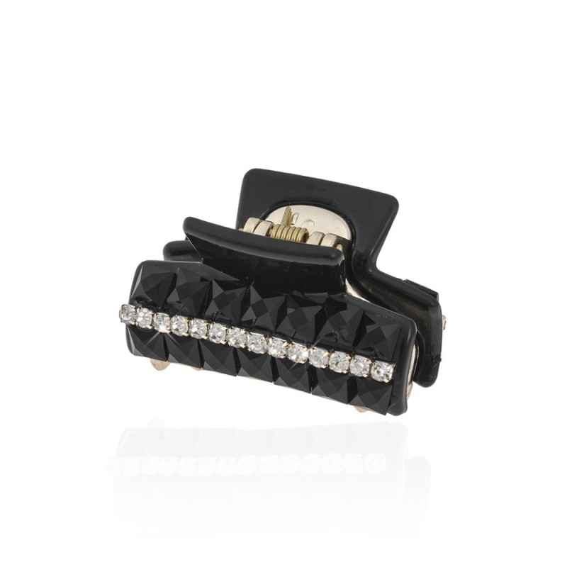 Заколка-краб для волос пластиковая со стразами (10561) вариант 03