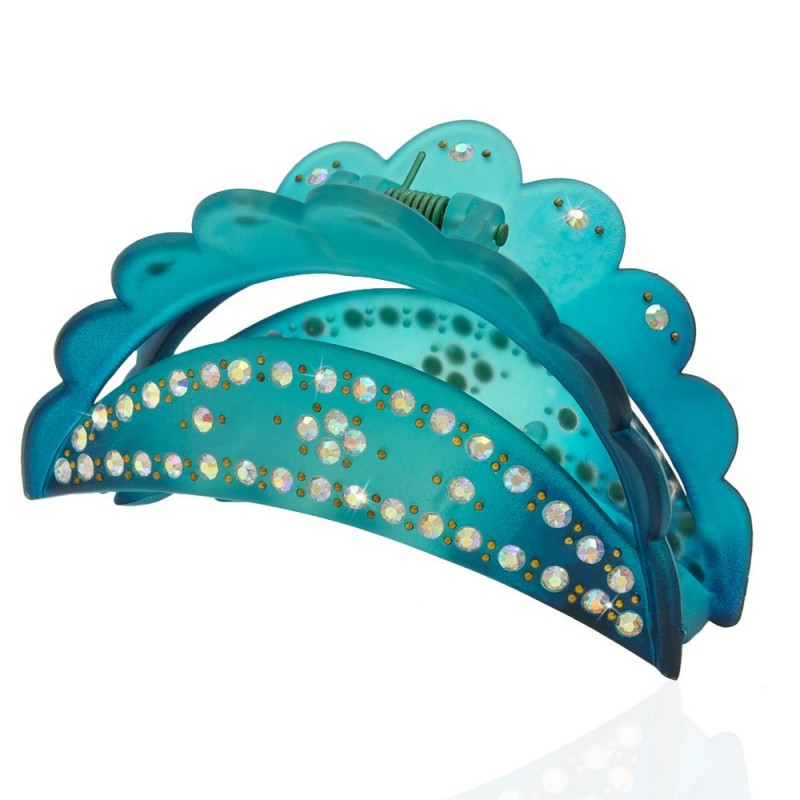 Заколка-краб для волос пластиковая со стразами (10598) вариант 03