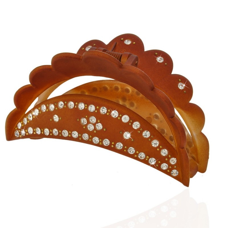 Заколка-краб для волос пластиковая со стразами (10598) вариант 04