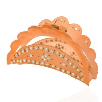 Заколка-краб для волос пластиковая со стразами (10598) вариант 07