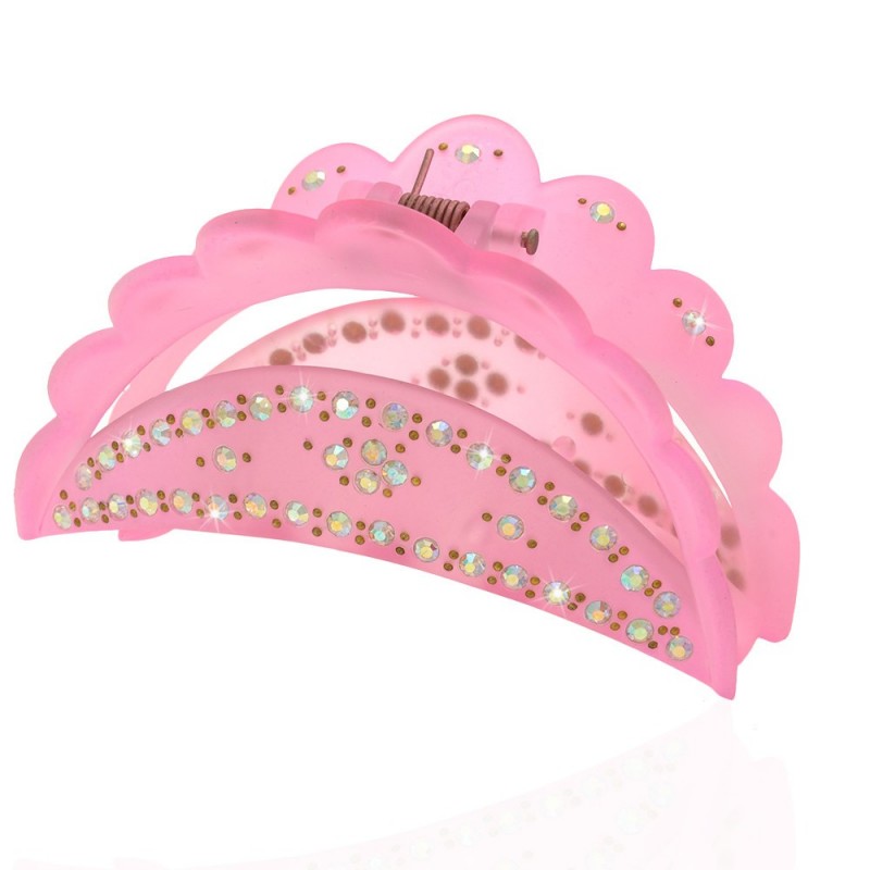 Заколка-краб для волос пластиковая со стразами (10598) вариант 08