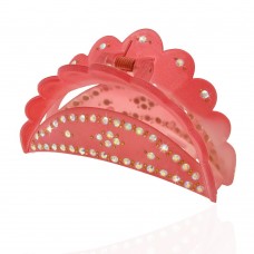 Заколка-краб для волос пластиковая со стразами (10598) вариант 09