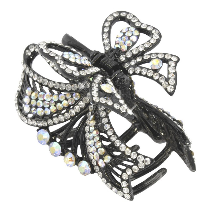 Заколка-краб для волос из металла со стразами 5.9см (11037) вариант 01
