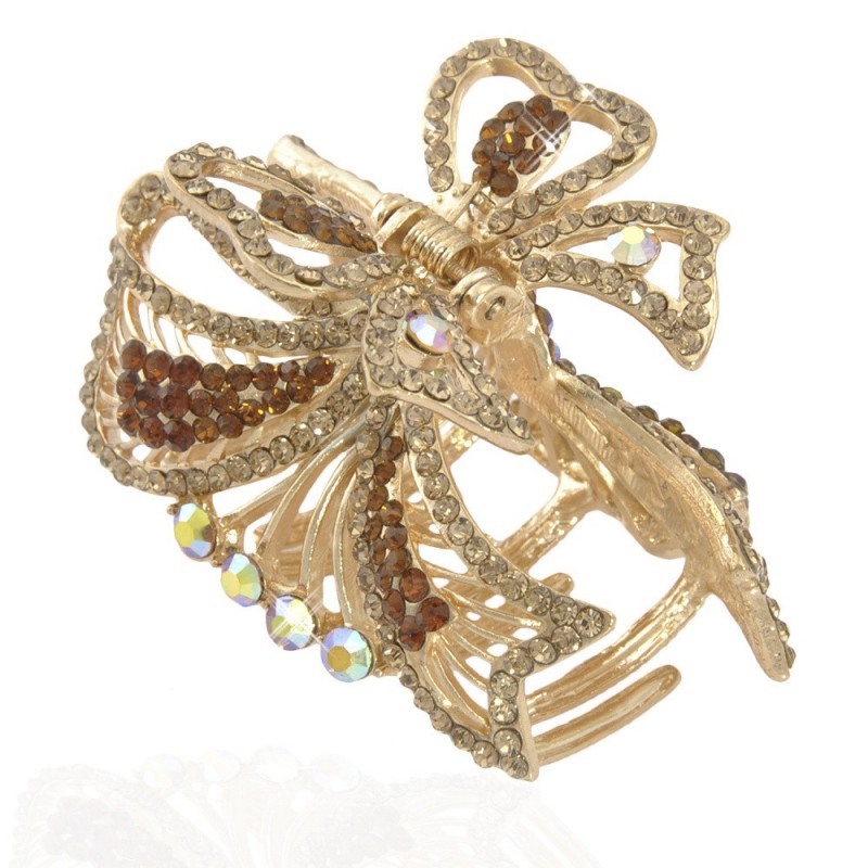 Заколка-краб для волос из металла со стразами 5.9см (11037) вариант 03