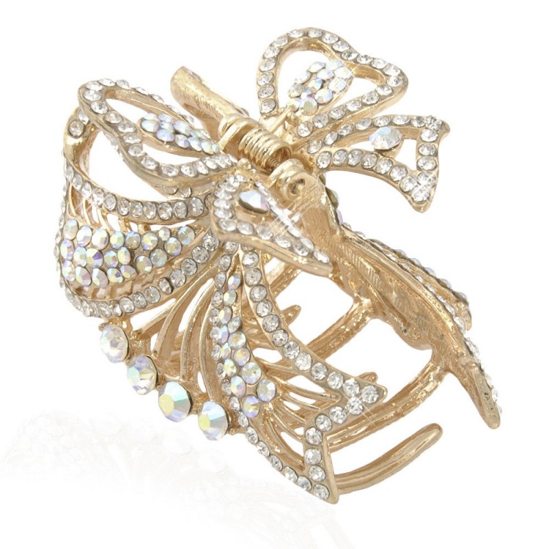 Заколка-краб для волос из металла со стразами 5.9см (11037) вариант 04