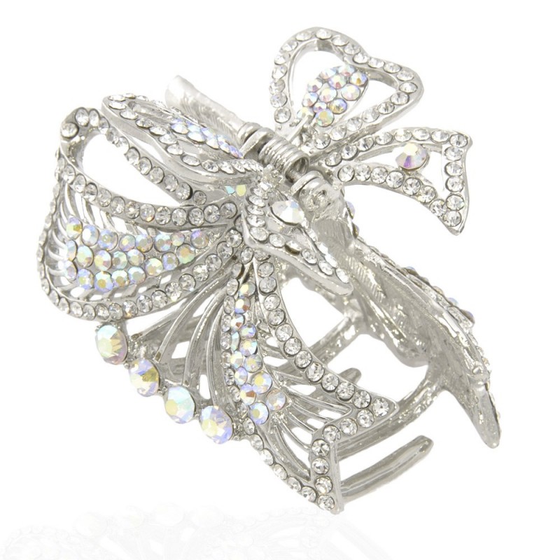 Заколка-краб для волос из металла со стразами 5.9см (11037) вариант 05